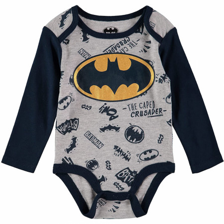 Batman Symbols 3-Piece Infant Bodysuit Pant and Hat Set